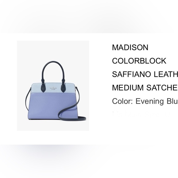Kate Spade New York, Coloblock Satchel or Crossbody, Medium, Baby Blue & Blue - Picture 2 of 8
